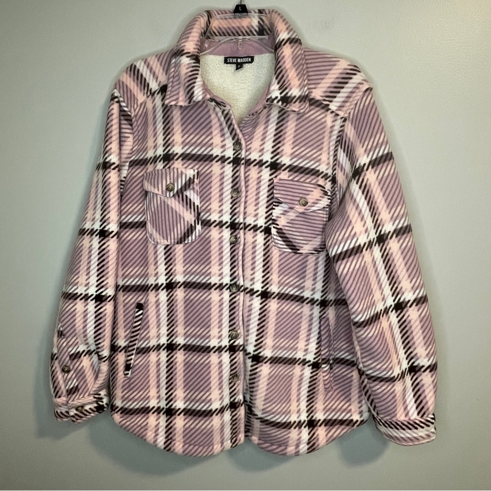 Steve Madden Pink Plaid Women's Jacket Shacket